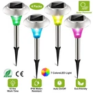 Solar Power Color Changing Led Lights Outdoor Garden Lawn Stainless Steel Lamps. Fixed Price $17.99.