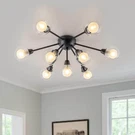 Huoku Luna 9-LIGHT 27.6 Black Semi-flush Chandelier W/ Clear & Frosted Globes. Fixed Price $119.95.