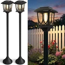 Ilanck 2 Pack Solar Lamp Post Lights Outdoor, 40" Pole Black. Fixed Price $62.90.