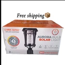 New-aurora Bulb Black Solar 3' Fitter Post Light With Pier. Fixed Price $79.00.