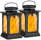 Tomcare Solar Lights Flickering Flame Metal Lantern Outdoor 2PK. Fixed Price $93.99.