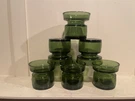 Boxed Set 6 Vintage Danish Modern Ihq Dansk Designs Green Glass Candle Holders. Fixed Price $27.99.