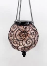 Exhart Solar Round Hanging Lantern Amber Glass Metal Led Outdoor Garden Light. Fixed Price $28.95.