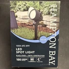 Hampton Bay Solar Power Led Spot Light 100 Lumens Black Wired Turns At Dusk. Fixed Price $24.95.
