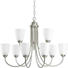 Progress Lighting Nine-light, Two-tier Chandelier, Brushed Nickel. Fixed Price $100.00.