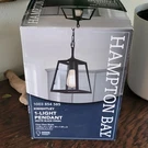 (2) Hampton Bay Knightley Pendant Lights Matte Black Farmhouse Glass New In Box. Fixed Price $64.99.