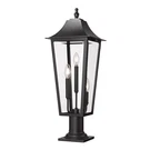 Z-lite Gannon 3LT 10" Outdoor Pier/round, Black/beveled 5008PHBR-533PM-BK. Fixed Price $462.00.