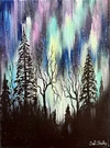 Northern Lights Painting Aurora Borealis Original Landscape Night Sky Minnesota. Fixed Price $155.00.
