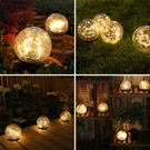 Outdoor Solar Ball Led Lights Garden Crackle Glass Globe Stake Lamp Waterproof. Fixed Price $17.96.