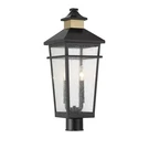 Savoy House Kingsley 2LT Outdoor Post Lantern, Black/brass 5-718-143. Fixed Price $436.00.