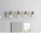 Hampton Bay Manor 33 In. 4-LIGHT Polished Nickel Industrial Bathroom Vanity. Fixed Price $65.00.