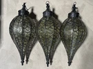 Large Exhart Outdoor Metal Hanging Lantern Set Of 3 - Battery Powered. Fixed Price $100.00.