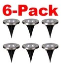 Glitzhome 6-PACK 5.25 In. Solar Powered Led Path Ground Light, Black. Fixed Price $14.99.