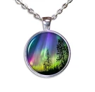 Northern Lights Celestial Aurora Borealis Handmade Glass Pendant Necklace Nature. Fixed Price $17.25.