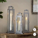 Evergreen Led Tapered Candle All Steel Frame Tower Lantern, Pack Of 3 Grey- Ob. Fixed Price $39.99.