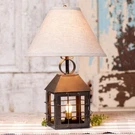 Colonial Lantern Lamp With Ivory Linen Shade Smokey Black Finish By Irvins. Fixed Price $146.63.