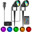 Miabiual Outdoor Christmas Spot With Timer, 10W Metal 2 Lights, Black. Fixed Price $39.84.