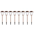 Solar-powered Outdoor Garden Lights, Set Of 8, Copper Finish, Stainless Steel,. Fixed Price $45.90.