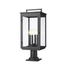 Z-lite Hartwell 4LT Outdoor Pier Mount, Black/clear Seedy 5019PHBR-533PM-BK. Fixed Price $370.60.