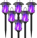 Dynaming 6 Pack Solar Flame Torch Lights Outdoor, Dual Use Flickering Purple. Fixed Price $59.84.