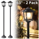Pasamic 63" Solar Lamp Post 2PACK, Waterproof Outdoor Lights, Warm White. Fixed Price $59.99.