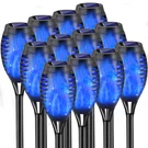 Cocomox Outdoor Solar Lights Blue 12 Pack Torch Flickering Flame. Fixed Price $55.08.