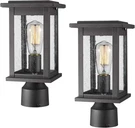 Emliviar Outdoor Post Light Fixtures 2 Pack Black Seeded Glass Modern Lantern. Fixed Price $99.99.