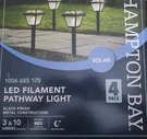 Hampton Bay Led Filament Solar Pathway Stake Lights Seeded Glass 4 Pk Lot Nib. Fixed Price $44.99.