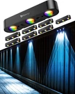 Solar Fence Lights Outdoor 8 Pack, Upgraded 50LM Rgb Wall With Sync Group. Fixed Price $106.92.