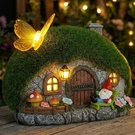 Solar Fairy Garden House , Outdoor Statues With Butterfly Lights & Gno.... Fixed Price $42.39.