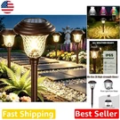 Solar Pathway Lights 8PK - Bright White/multicolor Led, Glass Shade, Bronze. Fixed Price $81.98.