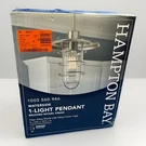 Hampton Bay Waterside 1-LIGHT Pendant Brushed Nickel 1003-560-946 New Open Box. Fixed Price $21.59.