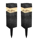 Charcoal Stone Integrated Led Outdoor Solar Landscape Rock Pillar Path Light 2-P. Fixed Price $73.12.