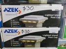 Azek Dimmable Island Lighted Post White 5.5" Led ADL55X55ICAPW. Fixed Price $39.99.