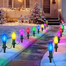 Usokyo 30FT C9 Led Christmas Pathway Lights Outdoor, 20 Multicolor Waterproof. Fixed Price $34.48.