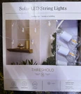 Threshold, Led String Lights, Outdoor/indoor, 10 Ligts, Warm White Solar New!. Fixed Price $20.00.