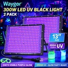 Waygor 300W Led Black 2 Pack Uv Flood Lights 395NM Glow Party Outdoor IP65. Fixed Price $89.99.