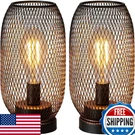 Decorkey Set Of 2 Battery Operated Lamp Led Table Lantern Brown Metal Cage. Fixed Price $42.81.