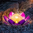 Aiiny Solar Light OUTDOOR(2PACK), Art Crackle Globe Glass Lotus Decoration,. Fixed Price $71.75.