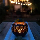 Solar Fire Bowl Waterproof Outdoor Lantern Flickering Flame Matte Black. Fixed Price $59.99.