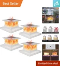 4 Pack Solar Post Cap Lights - Flickering Flame Design For Cozy Outdoor Decor. Fixed Price $66.49.