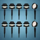 Set Of 10 Black Plastic Low Voltage Led Garden Landscape Walkway Flood Light. Fixed Price $145.00.
