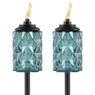 Light Your Patio All Night - 2 Pack 65 Blue Glass Tiki Torches. Fixed Price $74.99.