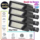 4 Pack 300W Led Parking Lot Light Outdoor, 5000K Pole With Slip Fitter. Fixed Price $389.00.