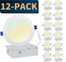 6/12 Packs 12W Inch Led Recessed Lighting, Ultra Thin Ceiling Downlight 3CCT. Fixed Price $66.00.