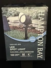 Hampton Bay Solar Power Led Spot Light 100 Lumens Black Wired Turns At Dusk. Fixed Price $30.00.