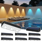 Solar Fence Lights Outdoor Wall Warm/cool White + Rgb Color (8PACK). Fixed Price $29.99.