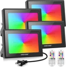 Meikee 35W Rgbw Led Flood Lights, 3500LM Color Changing 4 Pack, Black. Fixed Price $86.99.