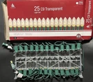 Enchanted Forest C9 Light Set Clear Transparent Bulbs Green Wire 25' Feet Nos. Fixed Price $24.99.