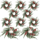 Christmas Candle Rings Wreath Artificial With Red Berry, Snowy P.... Fixed Price $55.00.
